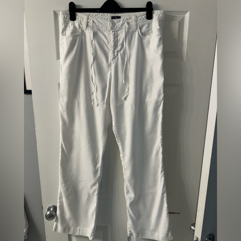 NYDJ White Linen Wide Leg Pants Size 16